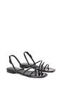Black XY LONDON Black 'Mary' Square Toe Strappy Slingback Flat Sandals, Image 4 of 6