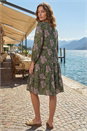 KHAKI Petite Abstract Leaf Tiered Smock Dress, Image 3 of 4