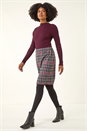 Red Houndstooth Stretch Pencil Skirt, Image 3 of 5
