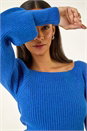 Royal Blue Dusk Ribbed Blouson Knit Jumper, Image 5 of 5