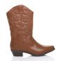 Tan Low Cuban Heel Embroidered Cowboy Western Boots, Image 2 of 6