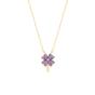 Gold Pink & Purple Opal Four Leaf Clover Sterling Silver Necklace, Image 1 of 1