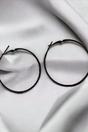 Black Boho Large Round Geometric Hoop Earrings, Image 2 of 2