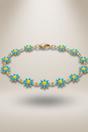 Turqouise The Colourful Aura Turqouise Multicolour Flower Charms Summer Indie Boho Daisy Floral Adjustable Anklet, Image 1 of 2