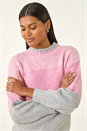 Light Pink Colour Block Knit Jumper, Image 4 of 5