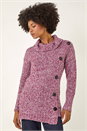 Red Roll Neck Button Detail Jumper, Image 4 of 5