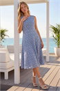 Denim Embroidered Midi Dress, Image 1 of 4