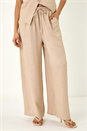 Oatmeal Dusk Elasticated Waist Wide Leg Trouser, Image 4 of 5