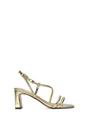 Gold XY LONDON Gold Strappy Slingback Mid Block Heel Sandals With Square Toe, Image 1 of 6