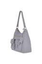 Grey Real Leather Medium Shoulder Bag, Image 3 of 5