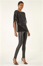 Black Foil Dot Overlay Asymmetric Top, Image 2 of 5