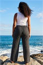 Black Curve Stripe Knit Wide Leg Trouser, Image 3 of 4