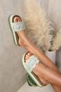 Green Erin Open Toe Embellished Strap Slide Platform Sandals, Image 2 of 8