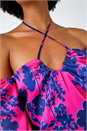 Cerise Floral Puff Sleeve Tiered Maxi Dress, Image 4 of 5