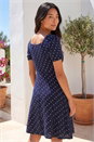 Navy  Petite Floral Polka Dot Stretch Dress, Image 3 of 4