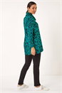 Teal Leaf Print Cowl Neck Top, Image 3 of 5