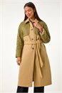 Tan Contrast Quilted Collar Smart Coat, Image 4 of 8