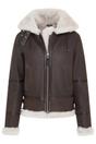 Dark Brown Sheep Leather Hood Flying Bomber Jacket, Image 2 of 8