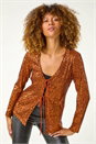 Bronze Front Tie Sequin Detail Top, Image 1 of 5