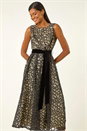 Black Lace Overlay Bow Detail Midi Dress, Image 2 of 5