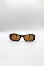 Black Bold Retangle Sunglasses in Black, Image 1 of 3