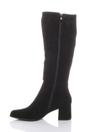 Black AJVANI Black Mid Block Heel Pointed Toe Stretchy Riding Calf Boots, Image 3 of 5