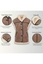 Brown Aviator Shearling Leather Gilet - Chevak, Image 3 of 7