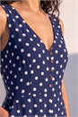 Navy  Polka Dot Print Pocket Jumpsuit, Image 4 of 4