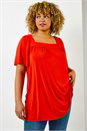ORANGE Curve Plain Square Neck Top, Image 1 of 5