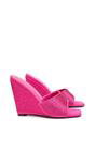 Pink XY LONDON Pink 'Peggie' Slip On Wedge Heel Rhinestones Slip On Mules, Image 4 of 5