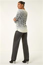 Ivory  Mosaic Print Fluffy Jumper, Image 3 of 5