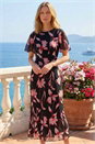 Red Floral Flutter Sleeve Dress, Image 2 of 4