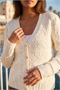 Ivory  Pointelle Knit Cardigan, Image 4 of 4
