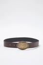 Brown Oval Buckle Faux Leather Belt, Image 1 of 3
