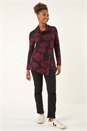 Red Cowl Neck Buttoned Top, Image 2 of 5