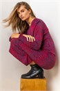 Red Animal Print Shirred Cuff Midi Dress, Image 5 of 5