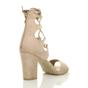 Beige High Block Heel Lace Up Ghillie Sandals, Image 4 of 7