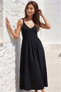 Black Crochet Strappy Midi Dress, Image 1 of 4