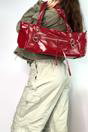 Red Large Tote Bag With Zip And Metal Hardware, Image 4 of 5