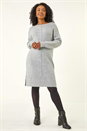 Grey Petite Knitted Pintuck Shift Dress, Image 1 of 5