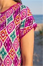 Pink Ikat Print Bobble Trim Tee, Image 4 of 4