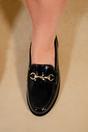 Black Maelynn Round Toe Single Metal Bar Loafers, Image 5 of 6