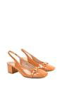 Orange XY LONDON Orange 'Selena' Slingback Mid Heels With Square Toe, Image 3 of 6