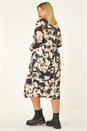 Black Curve Abstract Print Midi Dress, Image 3 of 5