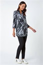 Charcoal Abstract Print Pocket Tunic Top with Snood, Image 4 of 5