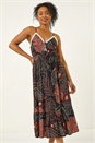 Black Petite Abstract Leaf Crochet Trim Dress, Image 4 of 5