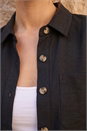 Black Petite Button Up Pocket Shirt, Image 4 of 4