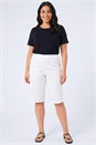White Curve Knee Length Elastic Waist  Shorts, Image 4 of 4
