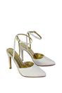 Ivory XY LONDON Ivory 'Liliane' 2 Part Pointed Toe Satin Shoes Stiletto Heel, Image 4 of 5