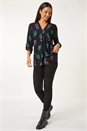 Black Heart Print Longline Blouse, Image 1 of 5